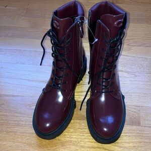 Coach Burgundy Combat Boots NWOT Sz 8